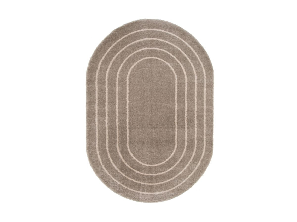 Tapis poils long YUNA motif abstrait taupe