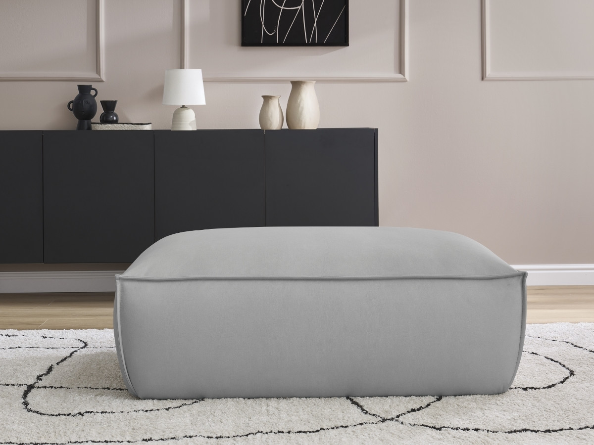 Pouf BOHEME cuir végan gris clair — vue 5