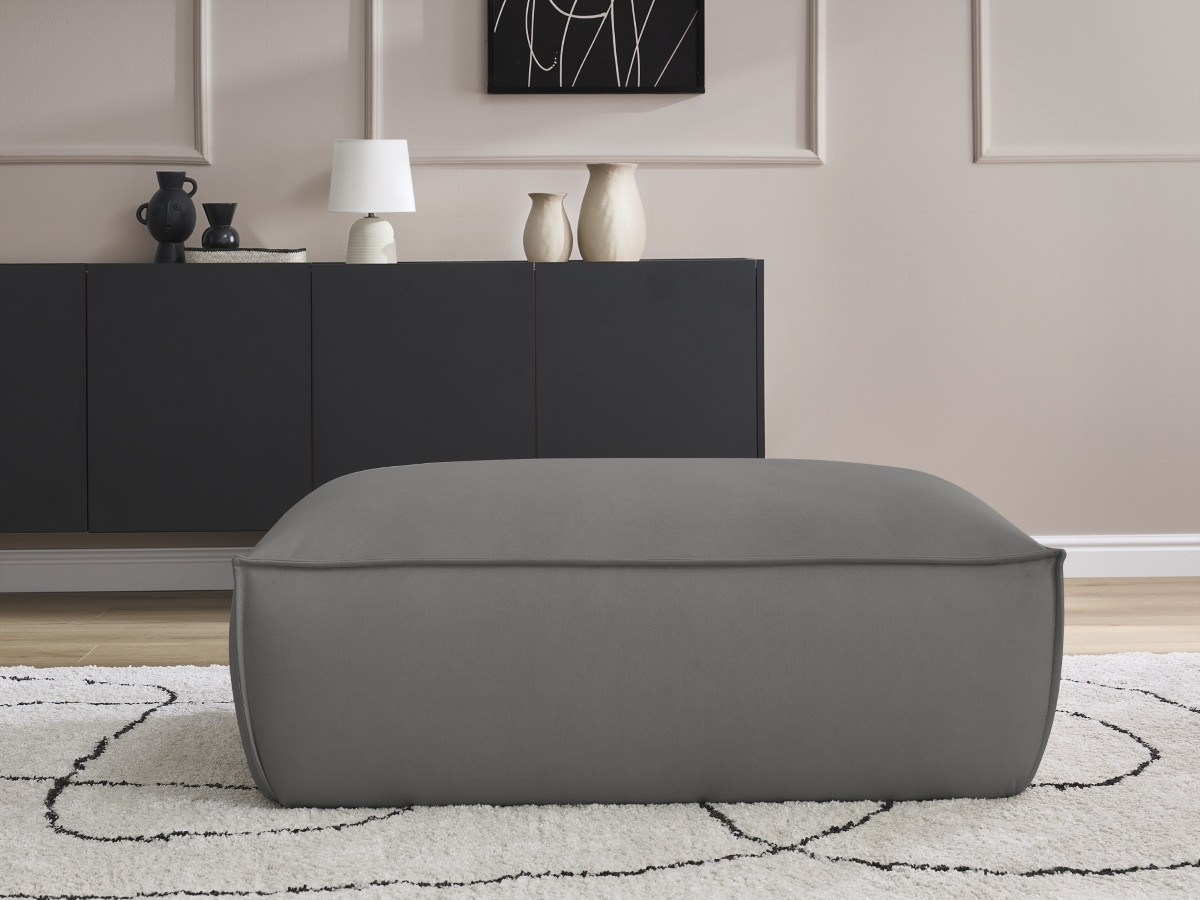 Pouf BOHEME cuir végan gris foncé — vue 5