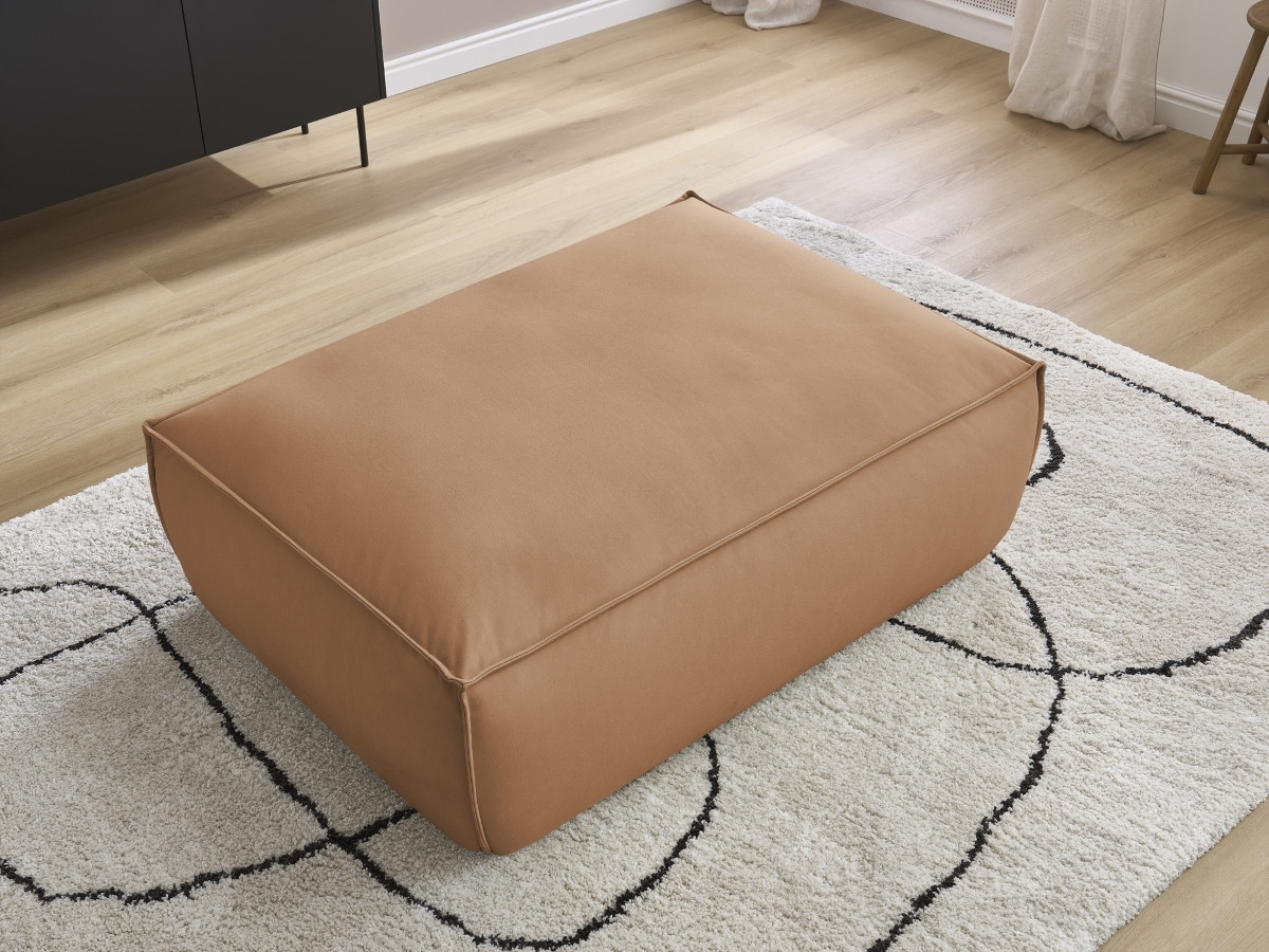 Canapé d'angle fixe EVEREST tissu chiné - Orange - Angle droit - 10 coussins
