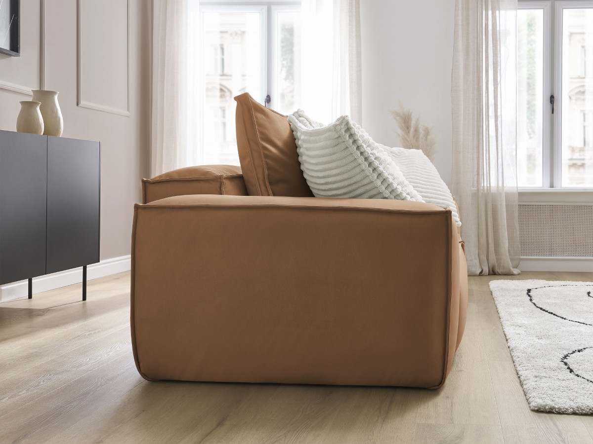 Canapé droit fixe 3 places ultra moelleux BOHEME cuir végan