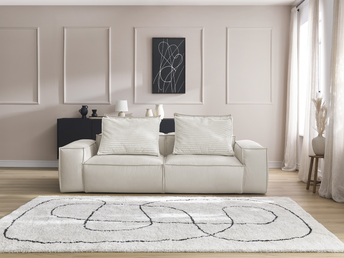 Canapé droit fixe 3 places ultra moelleux BOHEME cuir végan