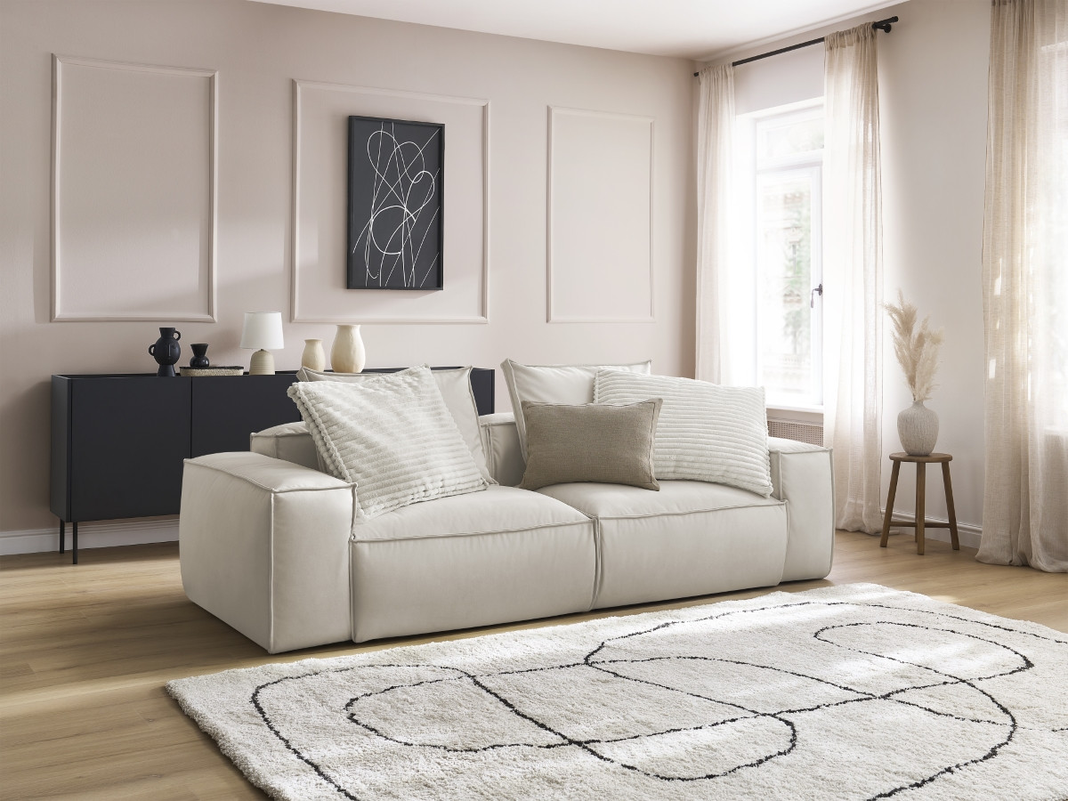 Canapé droit fixe 3 places ultra moelleux BOHEME cuir végan