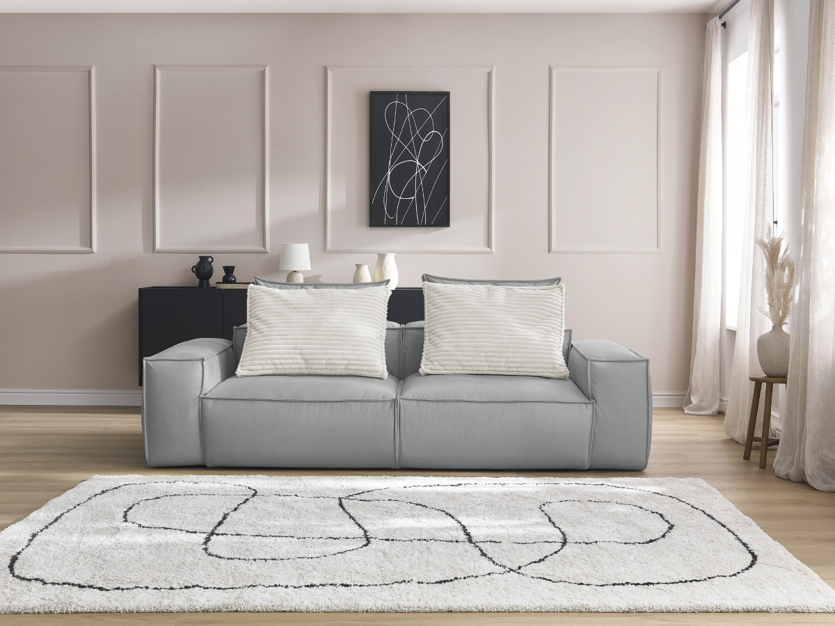 Canapé droit fixe 3 places ultra moelleux BOHEME cuir végan