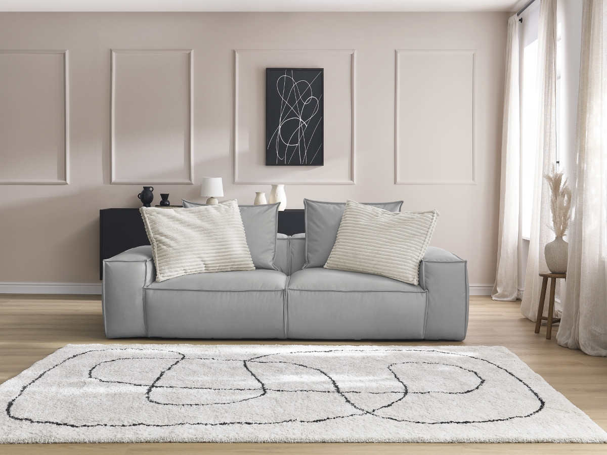 Canapé droit fixe 3 places ultra moelleux BOHEME cuir végan