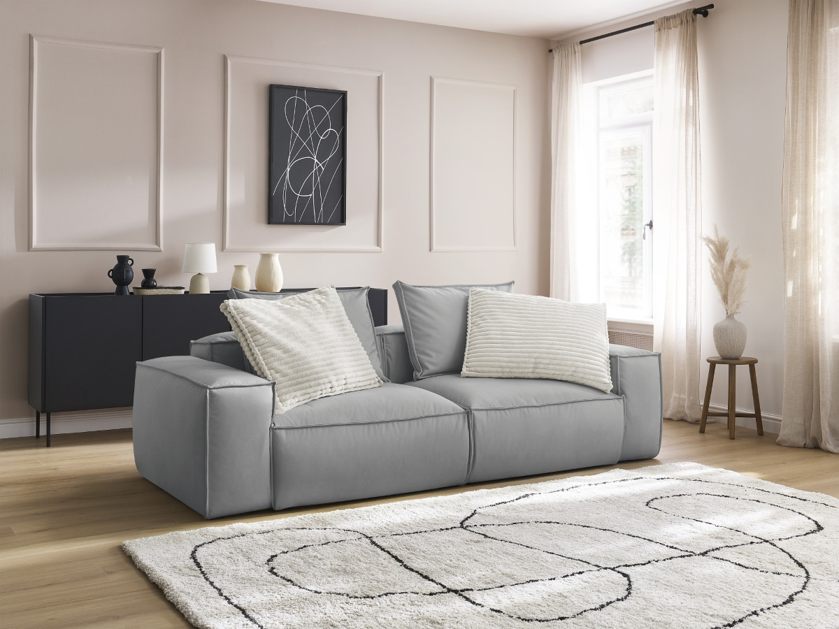 Canapé droit fixe 3 places ultra moelleux BOHEME cuir végan