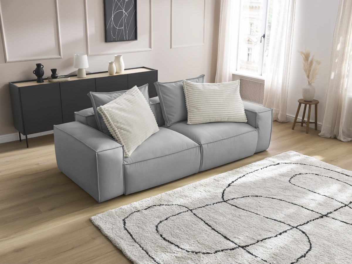 Canapé droit fixe 3 places ultra moelleux BOHEME cuir végan
