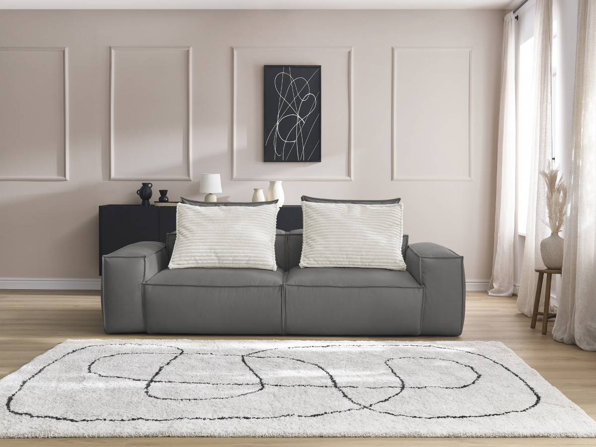 Canapé droit fixe 3 places ultra moelleux BOHEME cuir végan