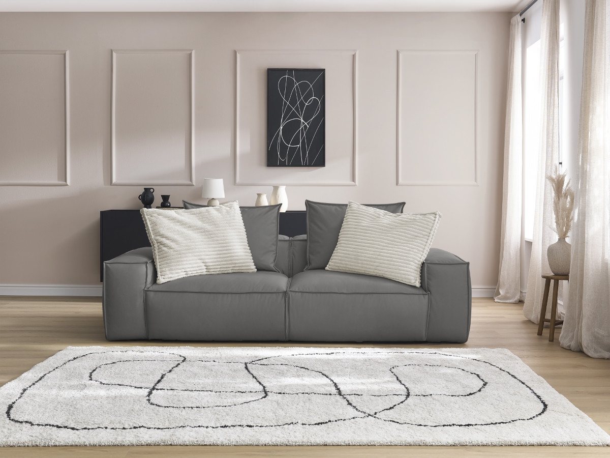 Canapé droit fixe 3 places ultra moelleux BOHEME cuir végan