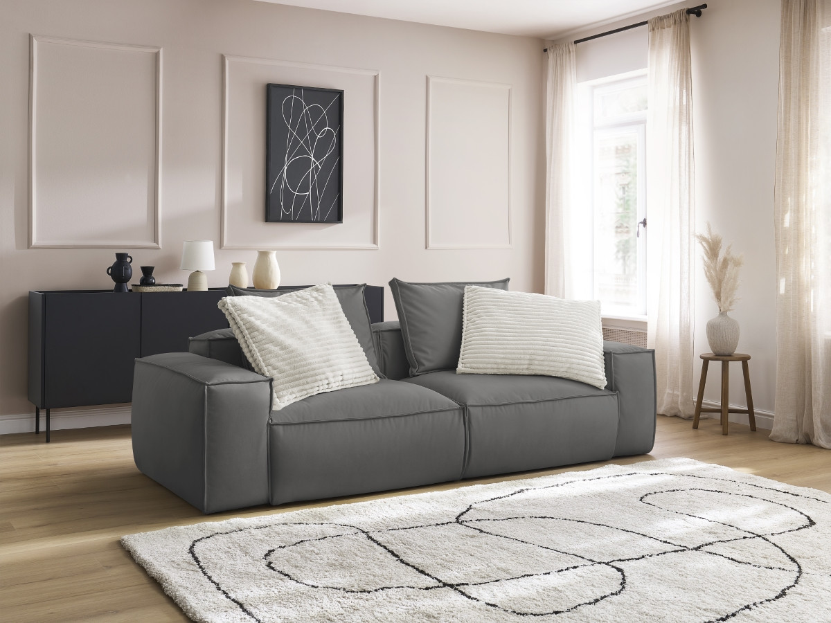 Canapé droit fixe 3 places ultra moelleux BOHEME cuir végan