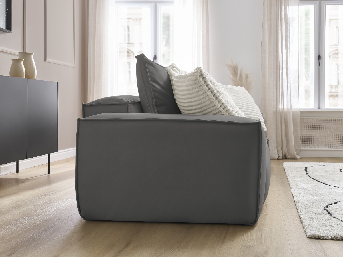 Canapé droit fixe 3 places ultra moelleux BOHEME cuir végan