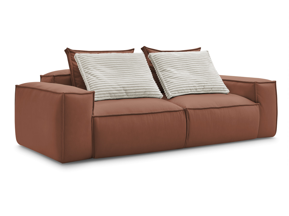 Canapé droit fixe 3 places ultra moelleux BOHEME cuir végan