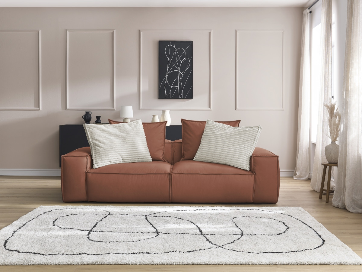 Canapé droit fixe 3 places ultra moelleux BOHEME cuir végan