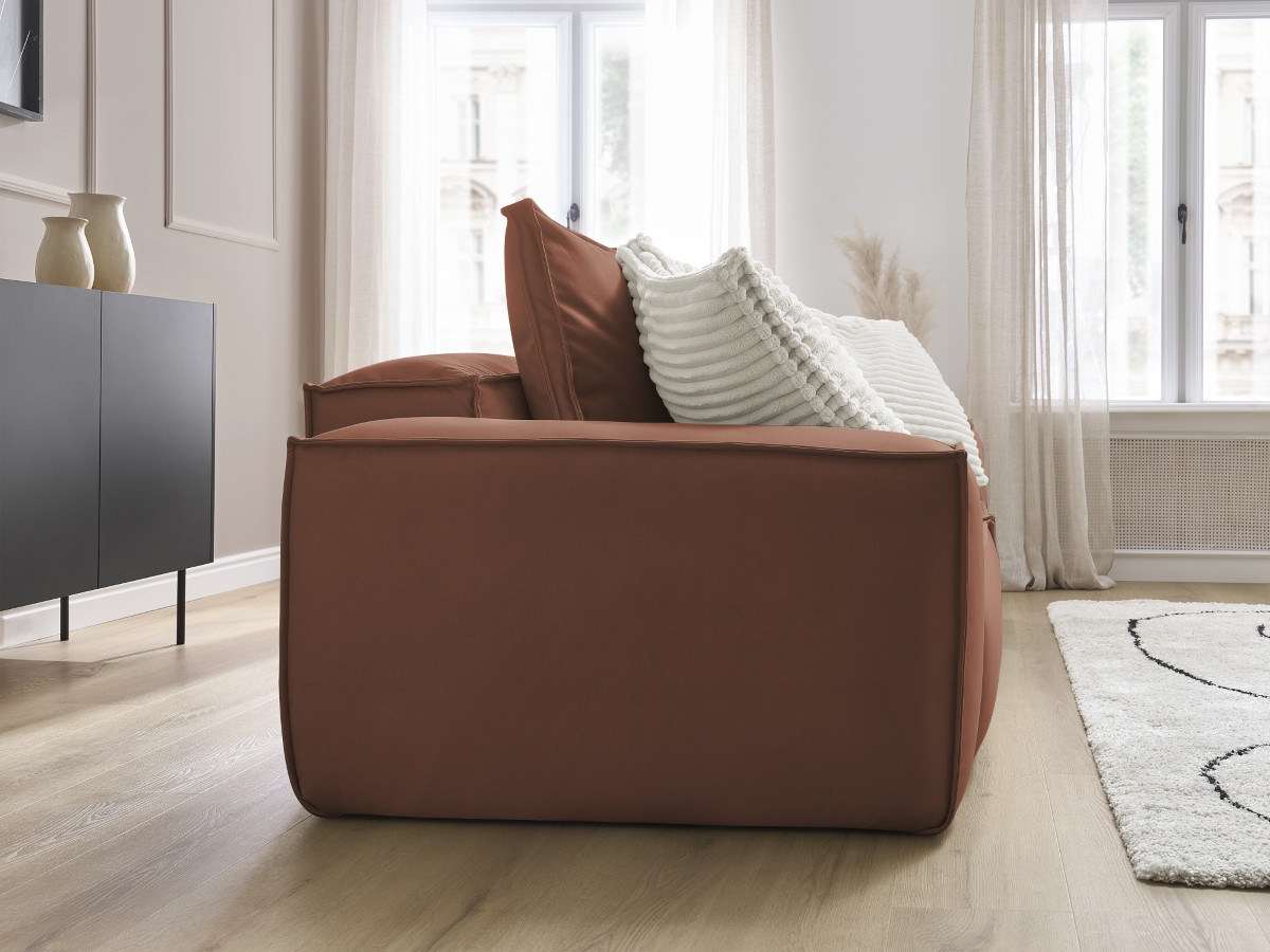 Canapé droit fixe 3 places ultra moelleux BOHEME cuir végan