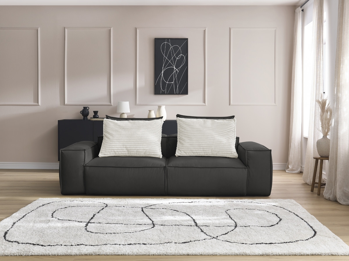 Canapé droit fixe 3 places ultra moelleux BOHEME cuir végan