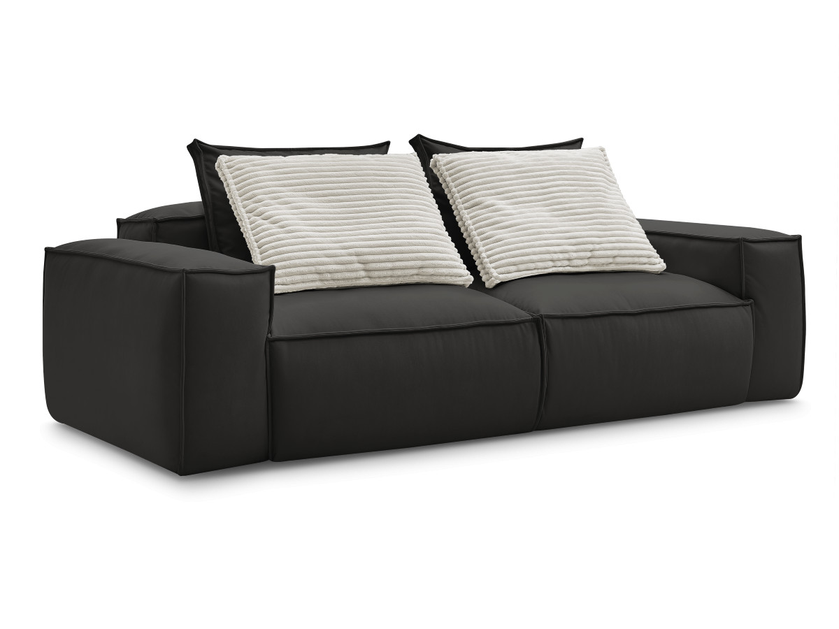 Canapé droit fixe 3 places ultra moelleux BOHEME cuir végan