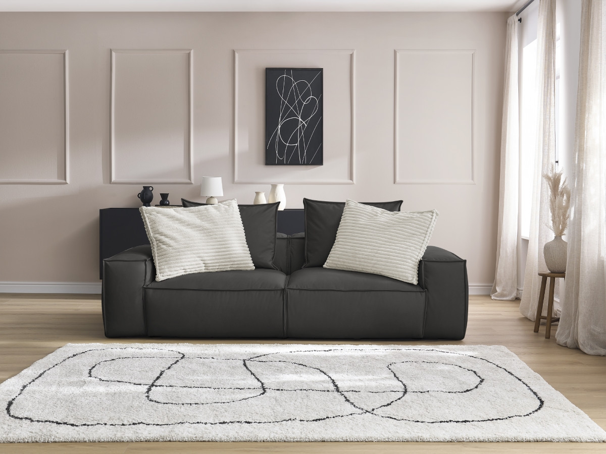 Canapé droit fixe 3 places ultra moelleux BOHEME cuir végan