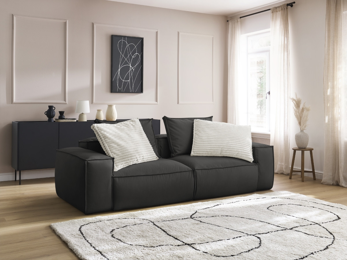 Canapé droit fixe 3 places ultra moelleux BOHEME cuir végan