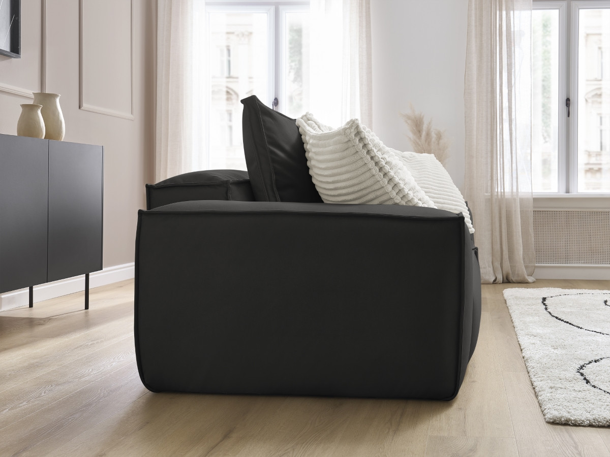 Canapé droit fixe 3 places ultra moelleux BOHEME cuir végan