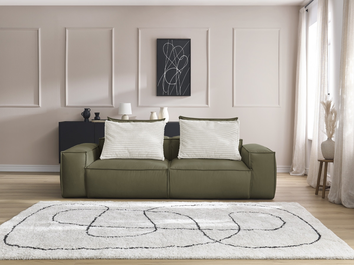 Canapé droit fixe 3 places ultra moelleux BOHEME cuir végan