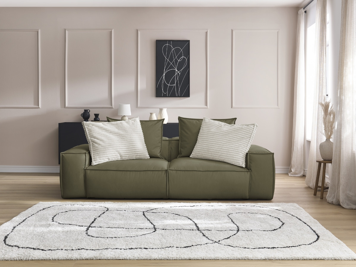 Canapé droit fixe 3 places ultra moelleux BOHEME cuir végan