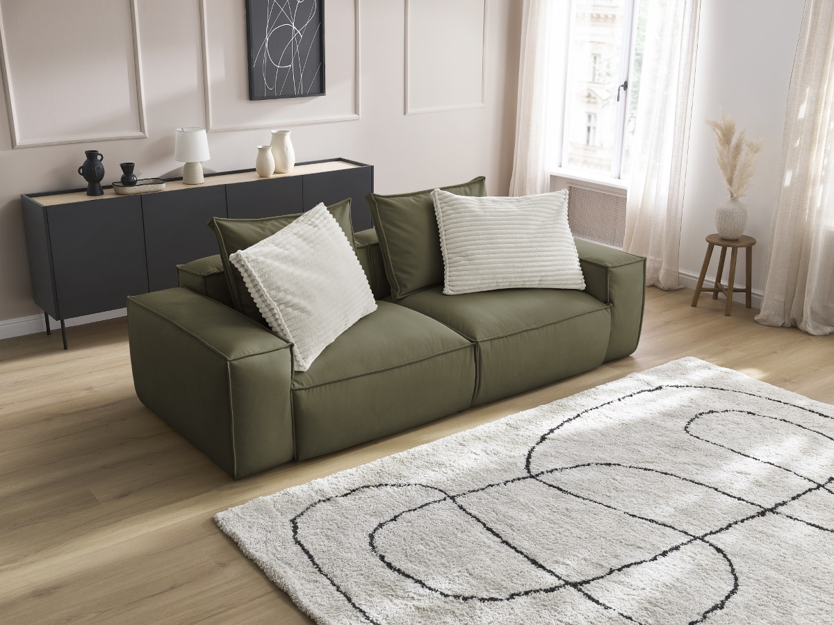 Canapé droit fixe 3 places ultra moelleux BOHEME cuir végan