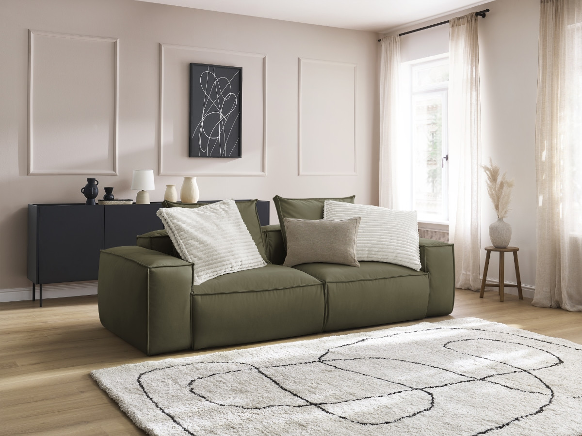 Canapé droit fixe 3 places ultra moelleux BOHEME cuir végan