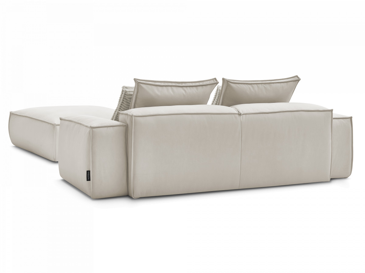 Canapé droit fixe 3 places ultra moelleux BOHEME cuir végan avec pouf
