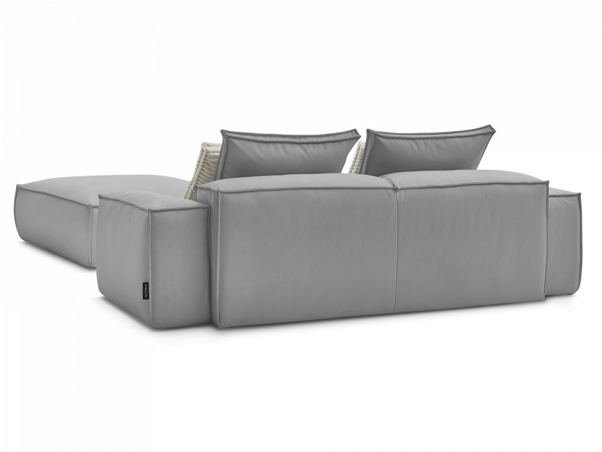 Canapé droit fixe 3 places ultra moelleux BOHEME cuir végan avec pouf
