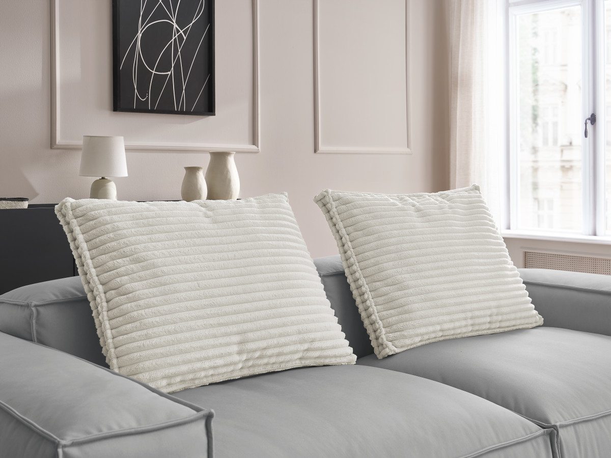 Canapé droit fixe 3 places ultra moelleux BOHEME cuir végan avec pouf