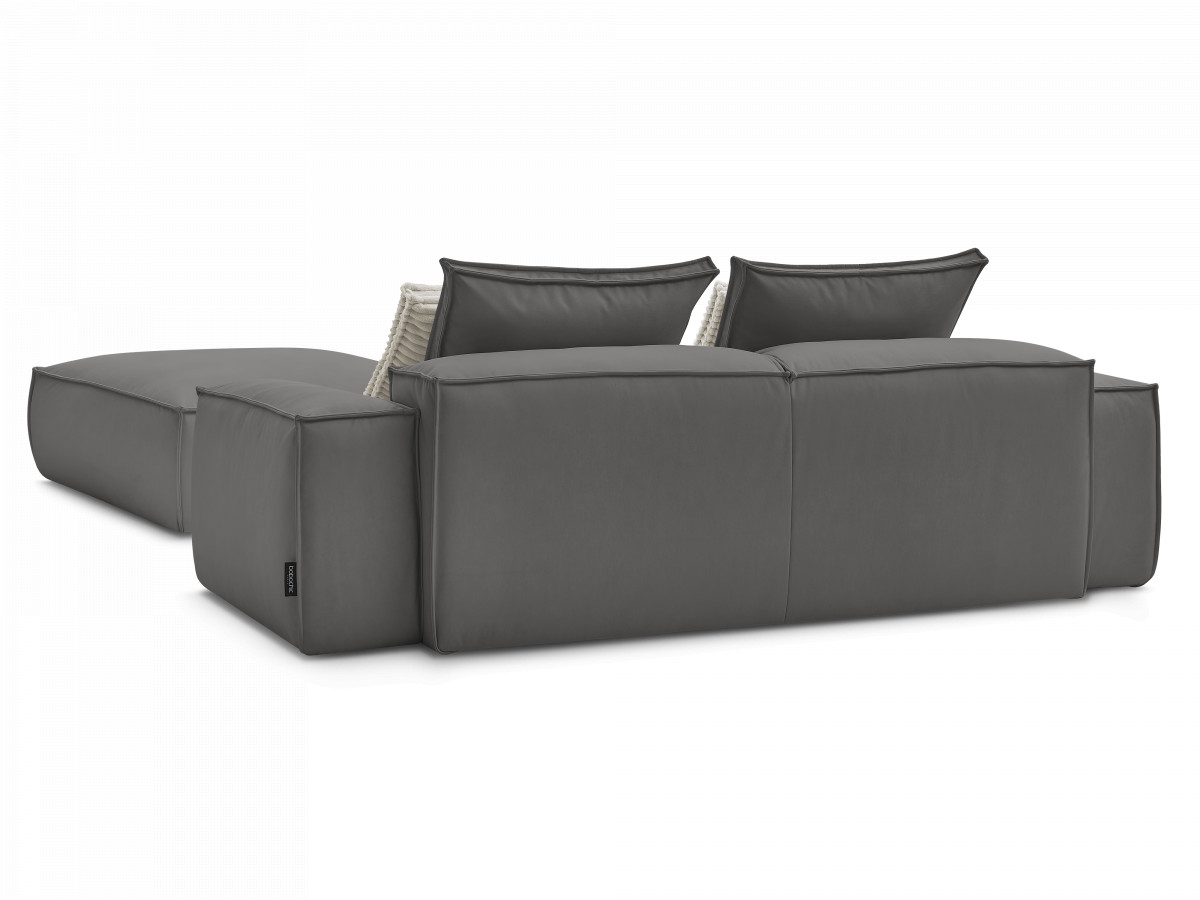 Canapé droit fixe 3 places ultra moelleux BOHEME cuir végan avec pouf