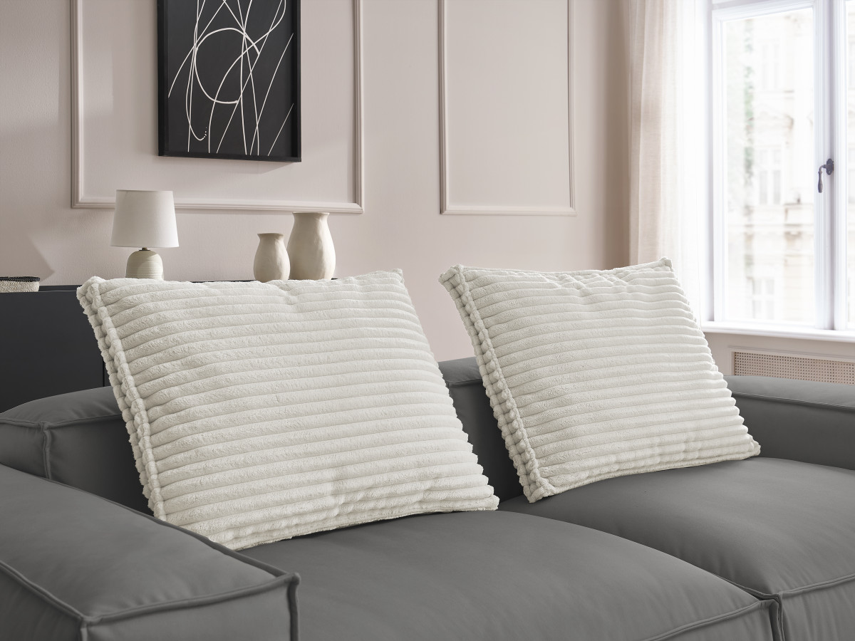 Canapé droit fixe 3 places ultra moelleux BOHEME cuir végan avec pouf