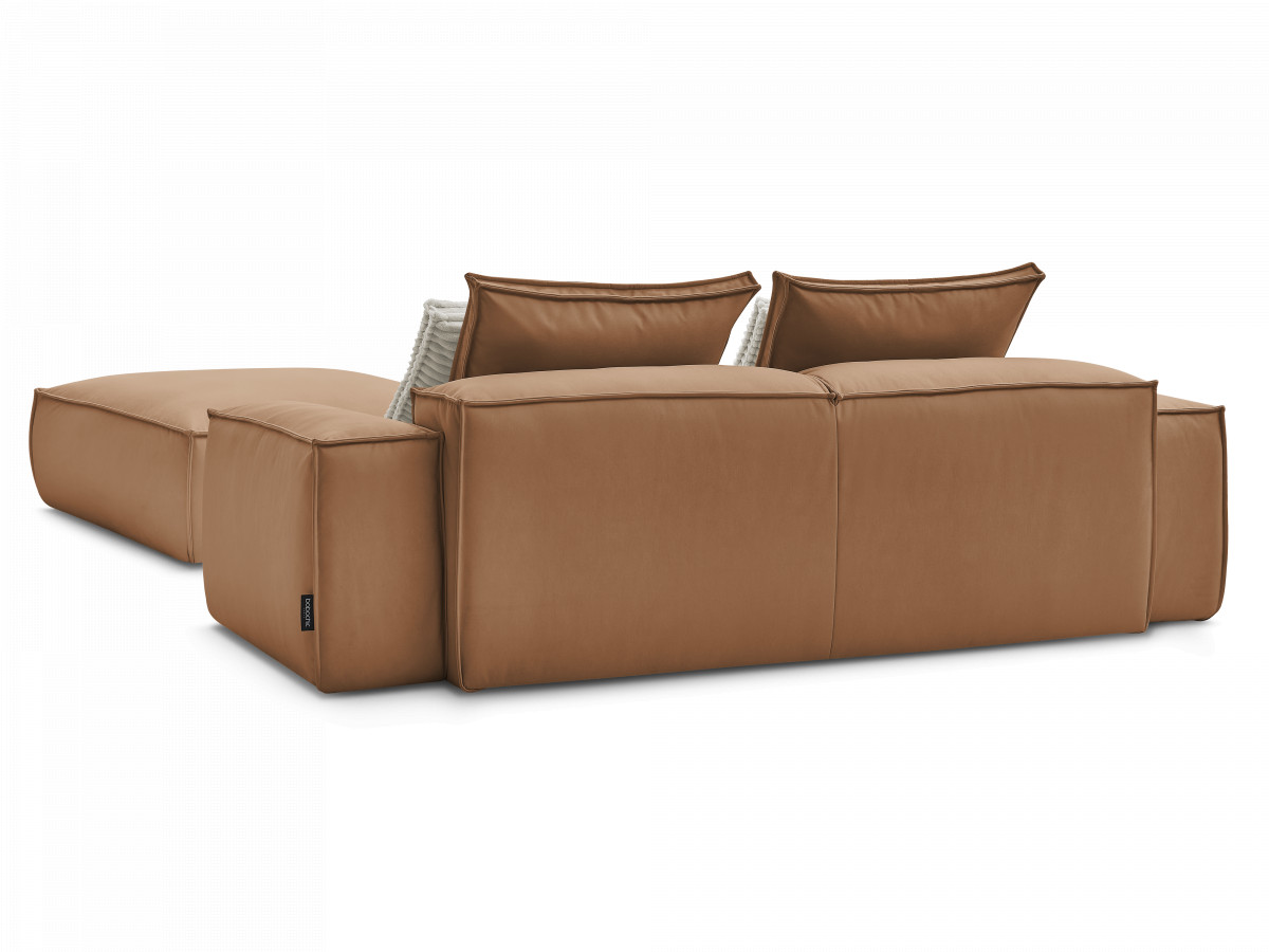 Canapé droit fixe 3 places ultra moelleux BOHEME cuir végan avec pouf