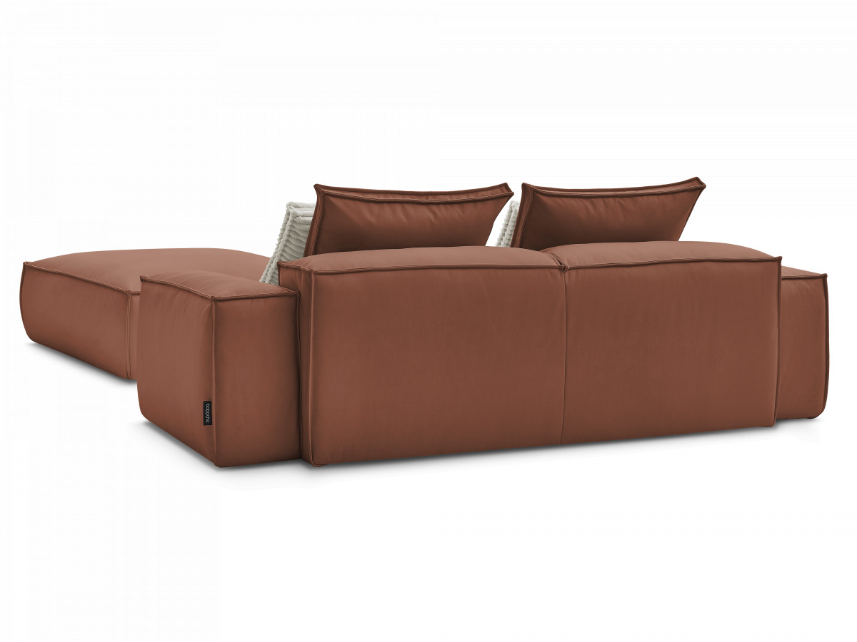 Canapé droit fixe 3 places ultra moelleux BOHEME cuir végan avec pouf