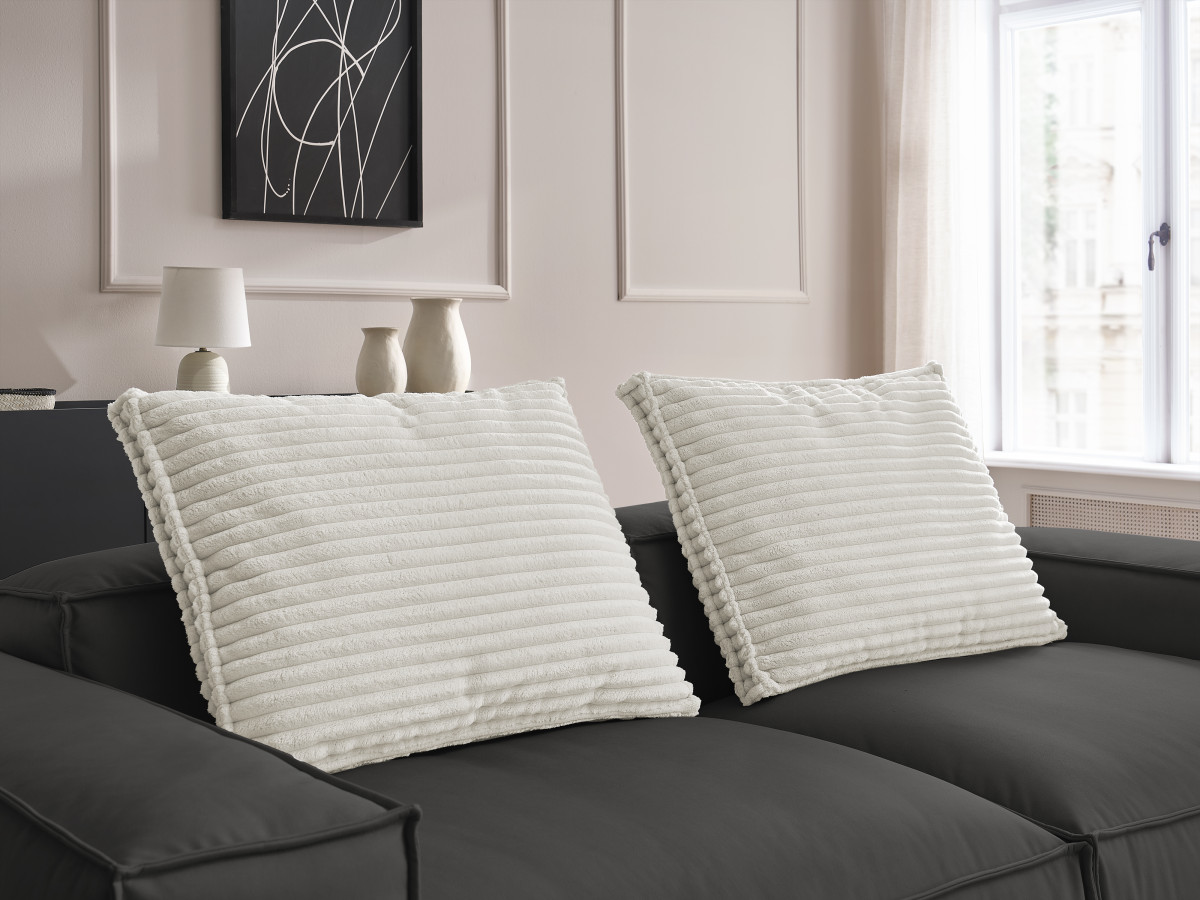 Canapé droit fixe 3 places ultra moelleux BOHEME cuir végan avec pouf