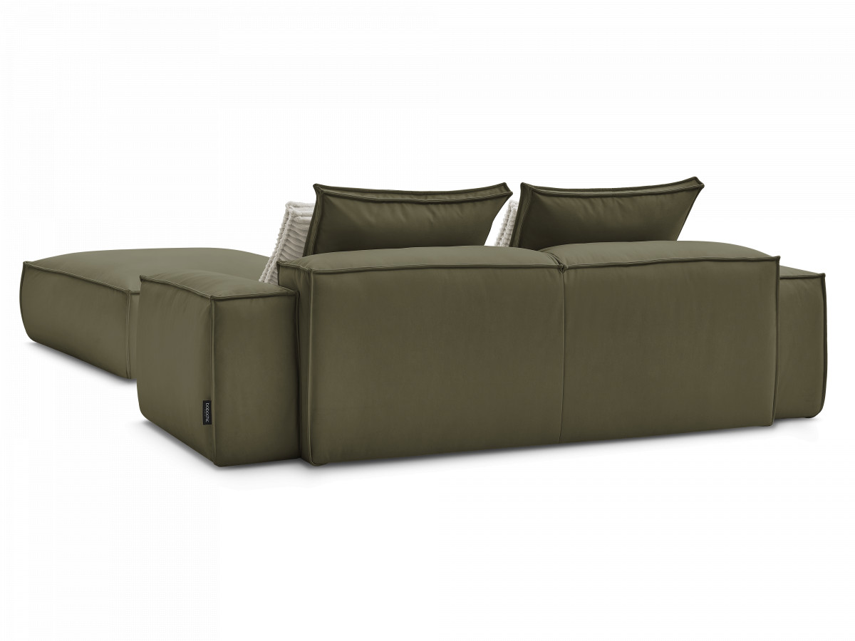 Canapé droit fixe 3 places ultra moelleux BOHEME cuir végan avec pouf