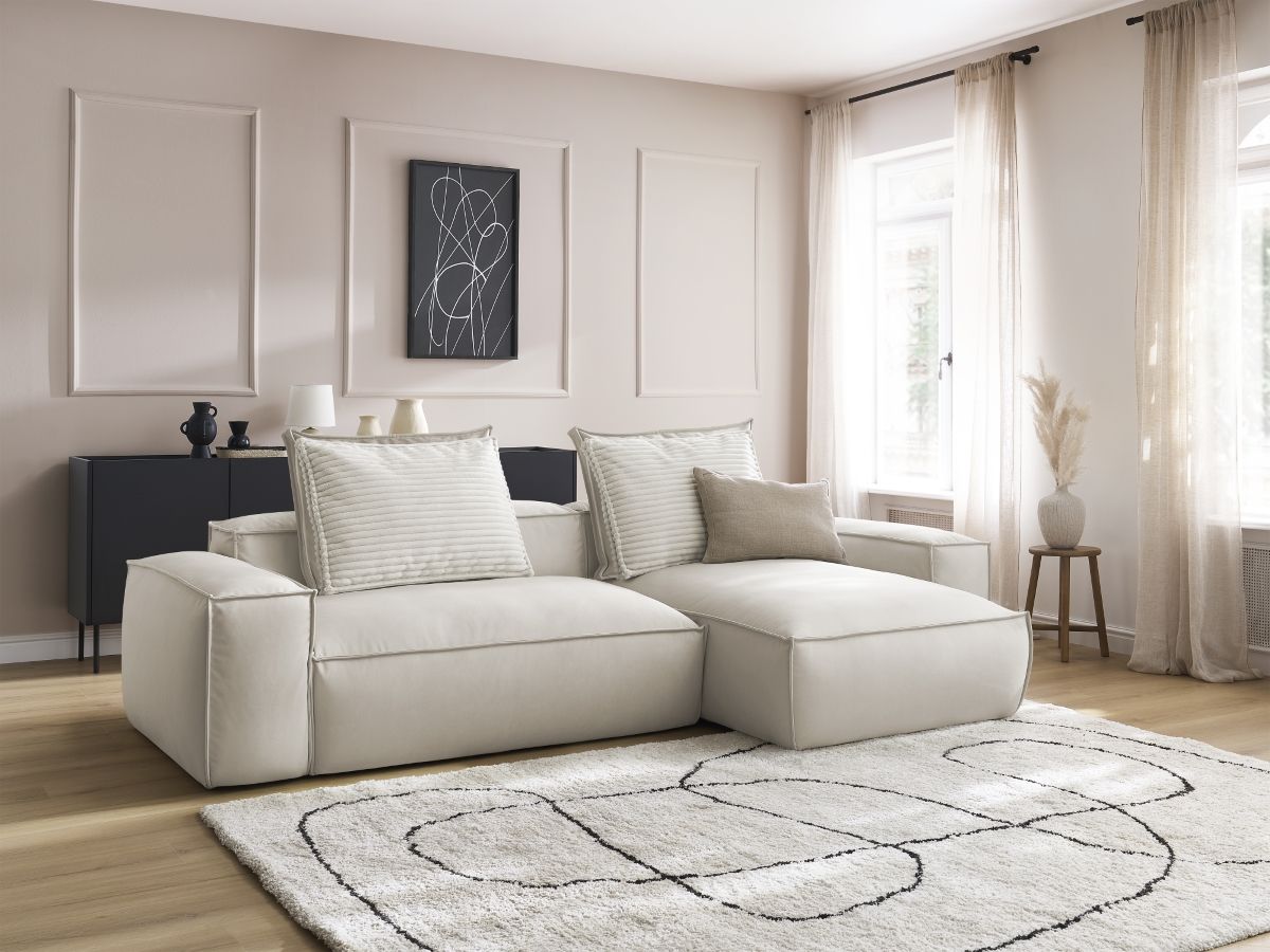 Canapé d'angle réversible ultra moelleux BOHEME cuir végan beige — vue 4