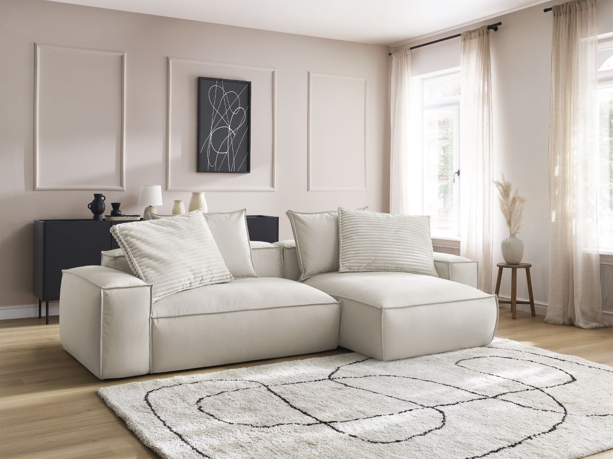 Canapé d'angle réversible ultra moelleux BOHEME cuir végan beige — vue 5