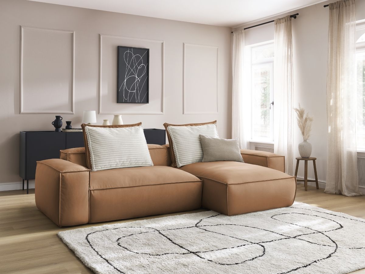 Canapé d'angle réversible ultra moelleux BOHEME cuir végan