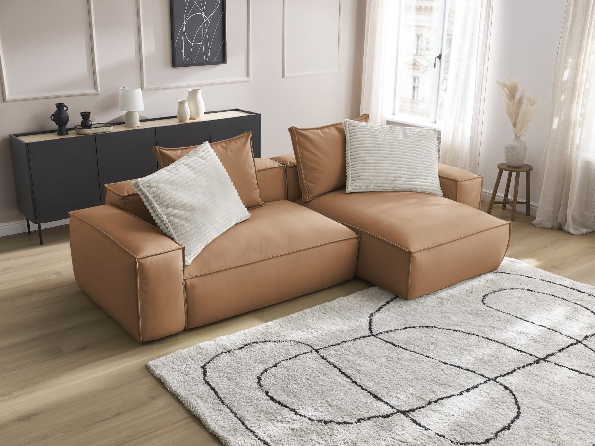 Canapé d'angle réversible ultra moelleux BOHEME cuir végan