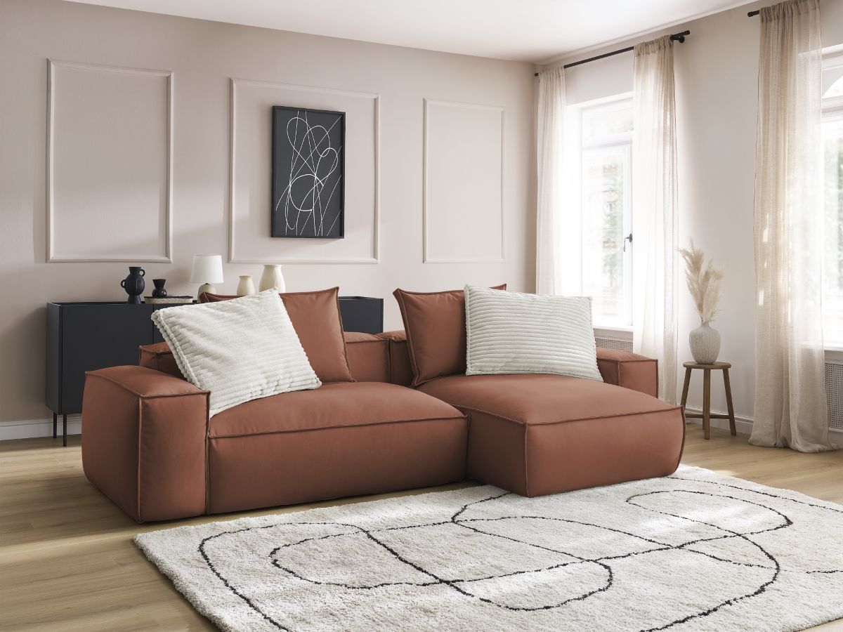 Canapé d'angle réversible ultra moelleux BOHEME cuir végan marron foncé — vue 5