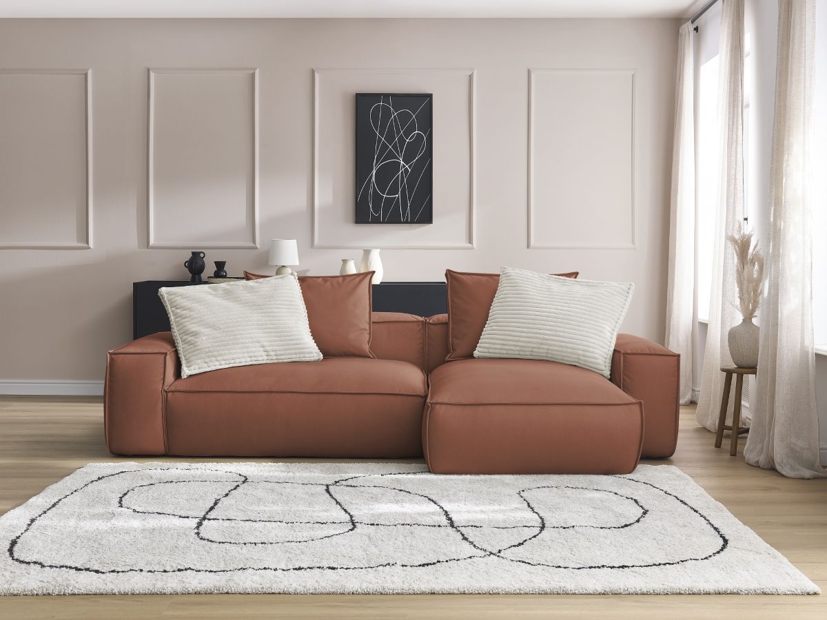 Canapé d'angle réversible ultra moelleux BOHEME cuir végan