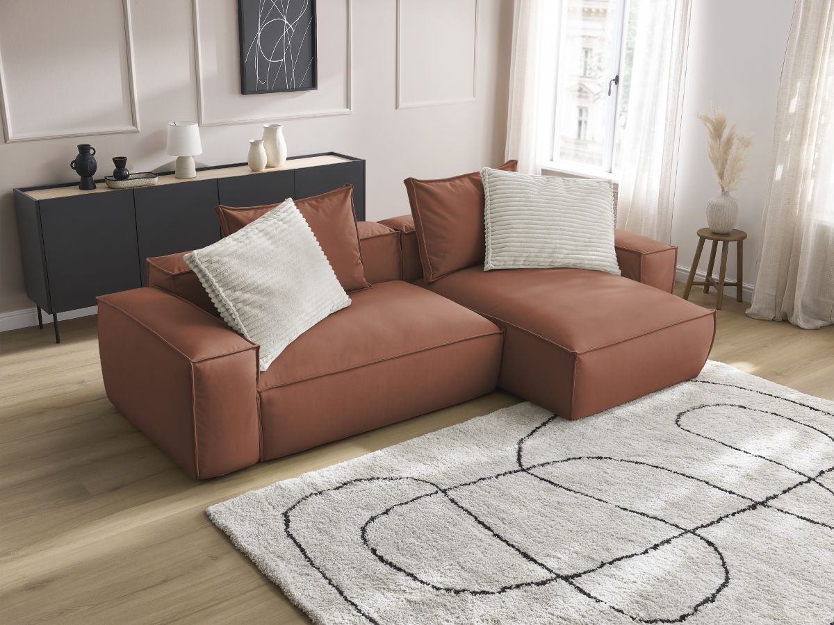 Canapé d'angle réversible ultra moelleux BOHEME cuir végan