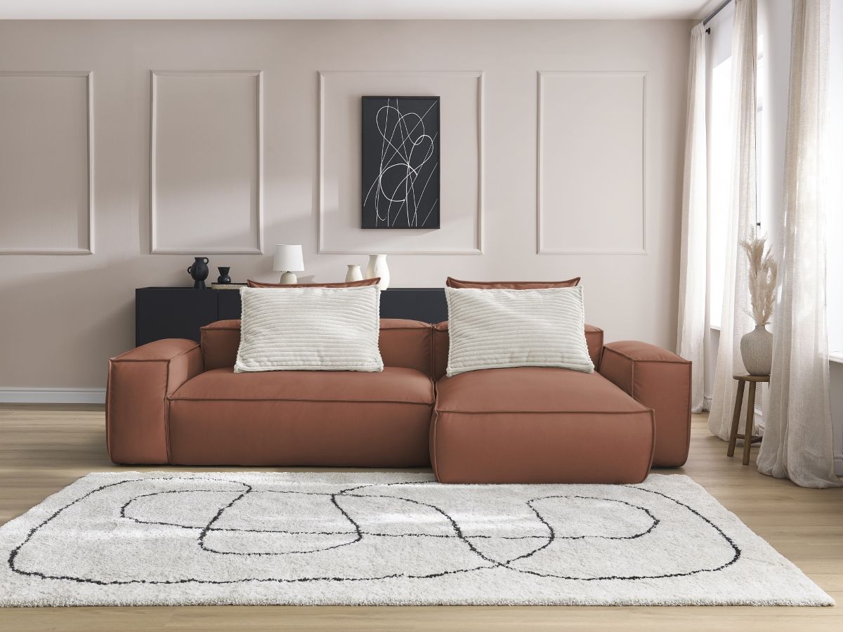 Canapé d'angle réversible ultra moelleux BOHEME cuir végan