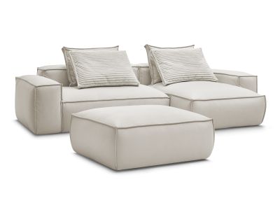 Canapé d'angle réversible ultra moelleux BOHEME cuir végan avec pouf