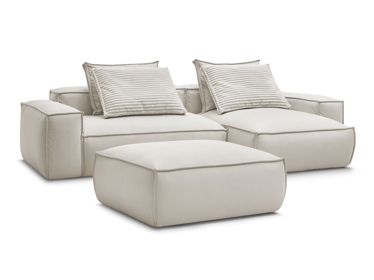 Canapé d'angle réversible ultra moelleux BOHEME cuir végan avec pouf