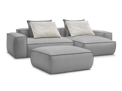 Canapé d'angle réversible ultra moelleux BOHEME cuir végan avec pouf