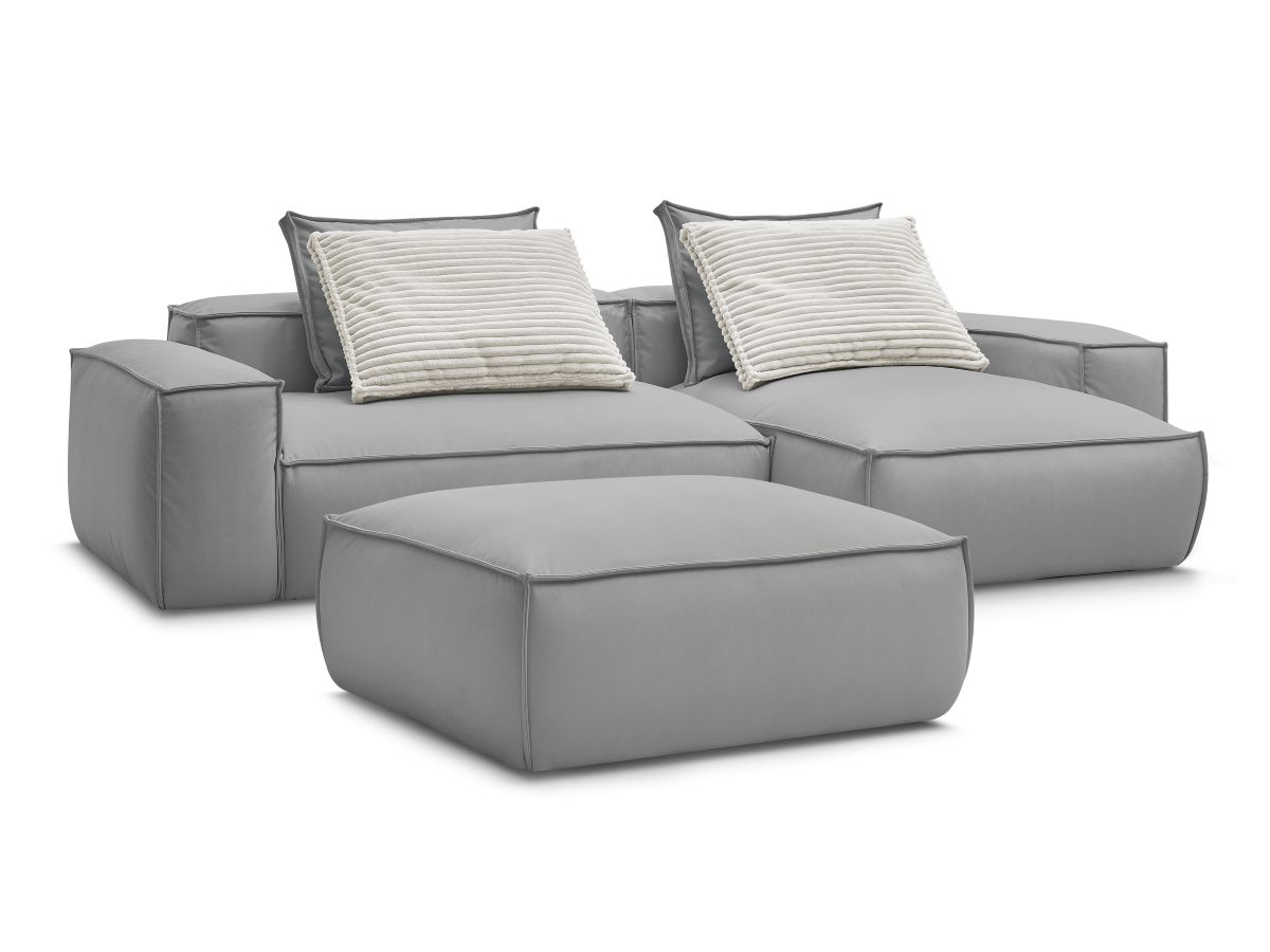 Canapé d'angle réversible ultra moelleux BOHEME cuir végan avec pouf