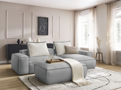 Canapé d'angle réversible ultra moelleux BOHEME cuir végan avec pouf