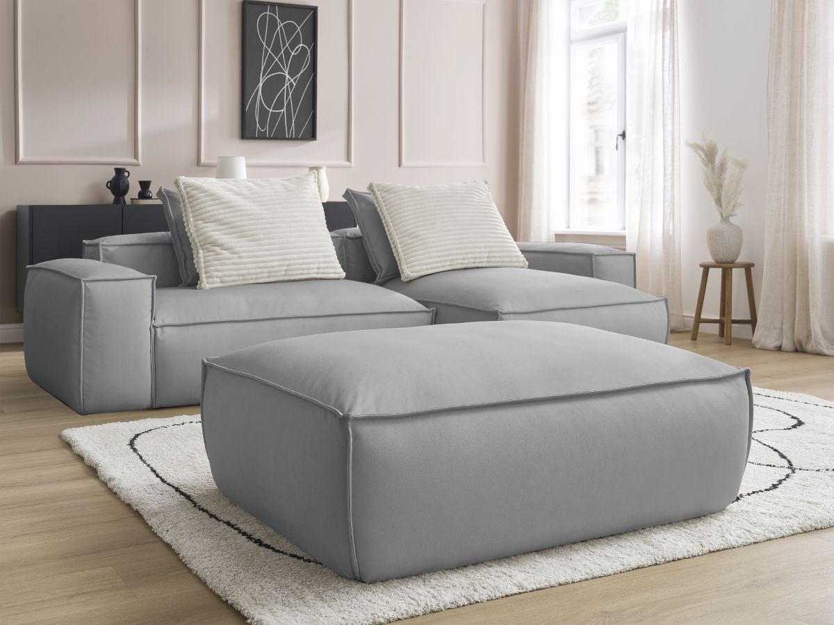 Canapé d'angle réversible ultra moelleux BOHEME cuir végan avec pouf